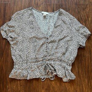 Black and White Print Cropped Top